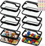 6 schwarze Spielzeug-Aufbewahrungsbeutel mit Griff und Rei&szlig;verschl&uuml;ssen, PVC-Aufbewahrungstaschen, 23,1 x 17 x 9,9 cm, wasserdichter Spielzeug-Organizer, transparente Tragetasche f&uuml;r