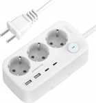 Jaapani adapteri pistikupesa, adapter USA Saksamaa pistik 3 sektsiooniga ja 4 USB (2 USB C), USA reisiadapter 1,5 m ELi ja Ameerika/Jaapani/Kanada/Mehhiko vahel.