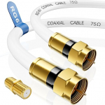 Nixsto Sat Kabel 1m 2m 3m 5m 10m 15m 20m 30m 50m, RG6 Koaxialkabel mit Vergoldeten F-Stecker, Hochgeschwindigkeit Internet HDTV Antennenkabel f&uuml;r DVB-S2, Modem Enth&auml;lt Verbinder- 20m, Wei&szlig;