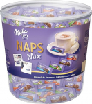 Milka &scaron;okolaaditahvel NAPS Mix Alpine Milk/Hazelnut/Cr&egrave;me au Cacao/Marju, l&auml;bipaistev purk, 218 x 4,6 g (1 kg)