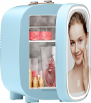 DF01A Mini Cosmetic Fridge, 4L Mini Fridge with 3-Level LED Mirror, Low Noise, Small Skin Care Fridge with Cooling and Heating Function, Portable Design for Bedroom, Office and Car