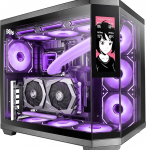 Mars Gaming MC-3TCORELCD ATX Gaming Case, kohandatav 7,2-tolline IPS-ekraan, kolmekordne eemaldatav karastatud klaas, kahe kambri struktuur, kuni 360 mm vedelikjahutuse tugi, musta v&auml;rvi