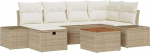 Rantry 7-teiliges Garten Sofa Set mit Kissen Beige Poly Rattan Gartenlounge Model3359596