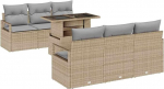 Rantry 7-teiliges Garten Sofa Set mit Kissen in Beige aus Poly Rattan Gartenlounge Model3357483