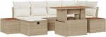 Rantry 7-teiliges Garten Sofa Set mit Kissen Beige Poly Rattan Gartenlounge Model3360081