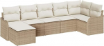 7-teiliges Garten Sofa Set mit Kissen Beige Poly Rattan, 2-Sitzer Garten Sofa mit Kissen Beige Poly Rattan Gartenlounge Model3345791