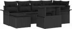 Rantry 7-teiliges Garten Sofa Set mit Kissen Schwarz Poly Rattan Gartenlounge Model3348319