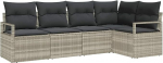 5-teiliges Garten Sofa Set mit Kissen Hellgrau Poly Rattan Gartenlounge Model3346382