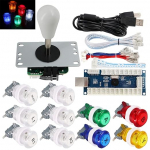 SJ@JX Arcade Game Stick DIY Kit Nupud koos logo LED 8 Way Joystick USB Encoder kaabel kontroller PC MAME Raspberry Pi V&auml;rviline Mix