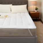 YOUMAKO Comfortable Breathable Mattress Topper - Durable Mattress Protector - Soft Washing Mattress - Cover up to 30 cm Height (White, 140 x 200 cm)
