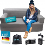 Skandika Easy Air Premium Double Air Diivan, Elektrilise pumbaga t&auml;ispuhutav diivan v&auml;ljas, 2 inimesele, laetav USB-laadimiskaabliga, k&uuml;lalisvoodi, kuni 200 kg, kandekott, Air Couch, telkimine