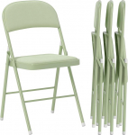 HOMCOM Set of 4 Folding Chairs Portable Indoor Dining Chairs with Padded Velvet Seats and Backrests and Steel Frame, Load Capacity up to 120 kg, Green