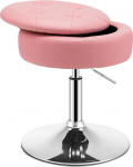 GOPLUS Swivel Makeup Stool Ottoman with Lid Swivel Stool Height Adjustable 51-56 cm for Living Room and Bedroom (Pink)