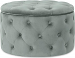 Adeco Modern 24.7" Round Ottoman Storage Tufted Padded Ottoman with Removable Top Storage Bench Footrest Stool for Living Room Bedroom Entrance