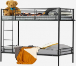 MEUBLE COSY 2-kohaline narivoodi 90 x 190 cm metallist voodiraam lastele ja t&auml;iskasvanutele t&ouml;&ouml;stuslikus stiilis must