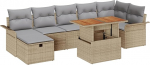 Rantry 8-teiliges Garten Sofa Set mit Kissen Beige Poly Rattan Gartenlounge Model3359920