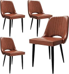 HOTOSYCH s&ouml;&ouml;gitoa toolid, komplekt 4, s&ouml;&ouml;gitoa toolid kunstnahast k&otilde;rge seljatoega, k&ouml;&ouml;gitoolid kaasaegsed metalljalgadega, pehmendusega s&ouml;&ouml;gilaudade toolid sobivad (4, pruun, &uuml;lisuur)