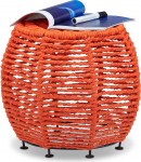 Relaxdays Knitted Stool Shabby Chic, Metal and Fabric Frame, Round Pouffe with Legs HxWxD 35 x 42 x 42 cm, Orange