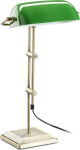 Relaxdays Banker Lamp Green Glass Decorative Lamp Retro Table Lamp Brass Look H x W x D 52 x 27 x 18 cm Bronze
