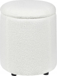 Beliani Maryland Elegantne buklee pouf valge v&auml;rviga ja praktilise hoiuruumiga
