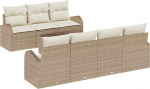Rantry 8-teiliges Garten Sofa Set mit Kissen Beige Poly Rattan Gartenlounge Model3345951