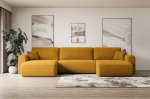 ALTDECOR ORRO-U nurgadiivan magamisfunktsiooniga ja voodikastiga, nurgadiivan, U-kujuline, universaalne, vasak/parem diivanvoodi, pikendatav elutoa diivanvoodi, 362 x 145 x 83 cm, sinepikollane