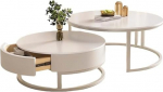 Runde Couchtisch-Set - Nisttische mit Stauraum f&uuml;r Wohnzimmer, platzsparende Akzenttische, minimalistisches Design, stilvolle und funktsionaalne M&ouml;bel
