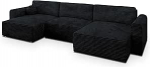 Masseno Ecksofa FENTO T mit Schlaffunktion U-Form, Klassisch Sofa mit Bettkasten, Wohnzimmersofa, Couch, Soffa, Bettsofa, Couchgarnitur - Schwarz, TILIA 100