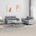 Gecheer 2-TLG. Sofagarnitur mit Kissen Hellgrau Stoff, Moderne Couch Polstersofa f&uuml;r Wohnzimmer Schlafzimmer Spielzimmer3201568