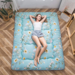 MAXYOYO Jaapani p&otilde;randamatt, futon madrats, paks tatamimatt, magamismatt, kokkupandav kokkuvolditav madrats, &uuml;hiselamu madratsi pealiskate, p&otilde;randal lebotamine, padi voodi (roheline lilleline, 140 x 200 cm)