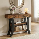 Lailang 41-tolline konsoollaud, kumer sisenemislaud, 3-astmeline diivanilaud, rustikaalne puidust koridorilaud, konsoollaud elutuppa, v&auml;ike sisenemislaud, 41 x 12 x 31 tolli, rustikaalne pruun