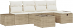 Rantry 6-teiliges Garten-Sofa-Set mit Kissen Beige Poly-Rattan Gartenlounge Model3360702