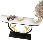 JIHAJU Sinteritud kivist konsool, kaasaegne metallraamiga sissep&auml;&auml;sukonsool, kitsas koridorikonsool, &otilde;huke &uuml;ksus diivani taga v&auml;ikestesse stiilsetesse kodudesse (BLACK5-L120 x W30 x H80 cm)