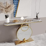 Generisch Konsolentisch mit goldenen Akzenten und Stauraum - 100 cm (39,4 Zoll) Stilvoller Schreibtisch f&uuml;r Eingangsbereich und Flur, modernes Wohnzimmer-Accessoire, Elegante Aufbewahrungsl&ouml;sung