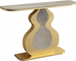 Generisch Moderner Konsolentisch in Marmoroptik, schmaler Beistelltisch f&uuml;r den Eingangsbereich mit einzigartigem goldenen Fu&szlig;, stilvoller Akzenttisch f&uuml;r Wohnzimmer/Foyer (120 cm)
