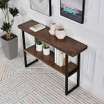 2-tasandiline konsoollaud t&ouml;&ouml;stuslikus stiilis metallraamiga, kitsas riiul, koridoririiul koos hoiuruumiga esikusse, fuajeesse v&otilde;i diivani taha (pruun, 120 x 30 x 85 cm / 47 x 12 x 33 cm)