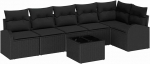 7-teiliges Garten Sofa Set mit Kissen Beige Poly Rattan Gartenlounge Model3346073