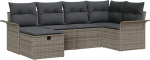 6-teiliges Garten-Sofa-Set mit Kissen Grau Poly-Rattan, 2-Sitzer Garten-Sofa mit Stauraum & Kissen Grau Poly-Rattan Gartenlounge Model3360210