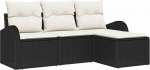 4-osaline aia diivan komplekt pehmendusega Must Poly Rattan, 2-istmeline aia diivan hoiuruumiga & padi, Must Poly Rattan Garden Lounge Model3354656