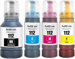 SHUOLEI 112 Tinte Kompatibel mit Epson 112 C13T06C14A C13T06C24A C13T06C34A C13T06C44A Tintenbeh&auml;lte Nachf&uuml;lltinte Multipack f&uuml;r ECOTANK L6490 L6550 L6570 L6580 L11160 L15150 L15160 L15180(4-Pack)