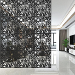 aleawol Pack of 12 Hanging Room Dividers, Black, 40 x 40 cm, DIY Room Divider Screen, Paravent Room Divider, Hanging Panel Room Divider, Hanging for Interior Decoration, Living Room, Dining Room
