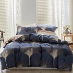 GETIYA Ginkgo Leaves Pattern Bed Linen 220 x 240 cm Dark Blue Duvet Cover Women Men Microfibre Reversible Bed Linen Double Bed Plants Pattern Duvet Cover with 2 Pillowcases 80 x 80 cm