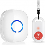 Emergency Call Button for Seniors Home Emergency Call Alarm Button 500 FT Emergency Call Bell Nursing Internal Nursing Elderly Panic Alarm Wireless SOS Alarm 1 Receiver + 1 SOS Transmitter White