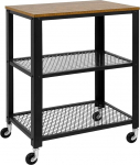 Mondeer Serving Trolley, Kitchen Trolley with Handrails and Wheels, 3 Layer Industrial Style Shelves for Kitchen Living Room, 60 x 40 x 78.5 cm, Rustic Brown and Black