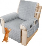 LUKDUNG Sesselschoner f&uuml;r Relaxsessel, ﻿Armlehnenbez&uuml;ge Sofa, Fernsehsessel Schutzbezug Anti-Rutsch, Sessel&uuml;berwurf mit Armlehnen, Sesselauflage mit 2 Taschen und Gummiband, Grau,1 Sitz, 53x190cm