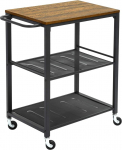 Mondeer Serving Trolley, Kitchen Trolley on 3 Levels and 4 Wheels, Handrail Design Kitchen Shelf for Kitchen and Living Room, 60 x 40 x 76.5 cm, Vintage Industrial Style
