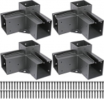 Antsky 3 Way Corner Pergola Bracket Stainless Steel with Screws for 4" x 4" (Actually: 3.5" x 3.5") Wooden Beams Pergola/Gazebo Set (4 Pack)