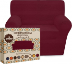 Sonit 1 Seater Armchair Cover with Armrests - 1 Seater Armchair Protector Elastic Protective Cover with Armrests Universal Armchair Cover with Elastic Armrests Made in Italy Bordeaux