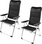 AKTIVE Set of 2 Deluxe 5 Position Folding Chairs Black Patio Balcony Yard Garden 49 x 67 x 123 cm Aluminium and Polyester Padded Anti-tilt Protection Max 110kg Folding Chairs