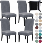 SPRINGRICO 4 Pack Dining Room Chair Covers with seat Belt, Stretch Parsons Chair Slipcover Washable Kitchen Dining Chair Cover Removable Seat Protector Set of 4, S2- Dark Gray